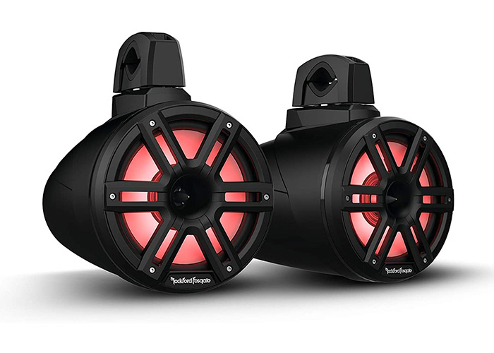 Rockford Fosgate M2WL-8HB Color Optix Multicolor LED Lighted 8" 2-Way Marine Wake Tower Cans & Horn Speakers 300 Watts RMS / 1200 Watts Peak